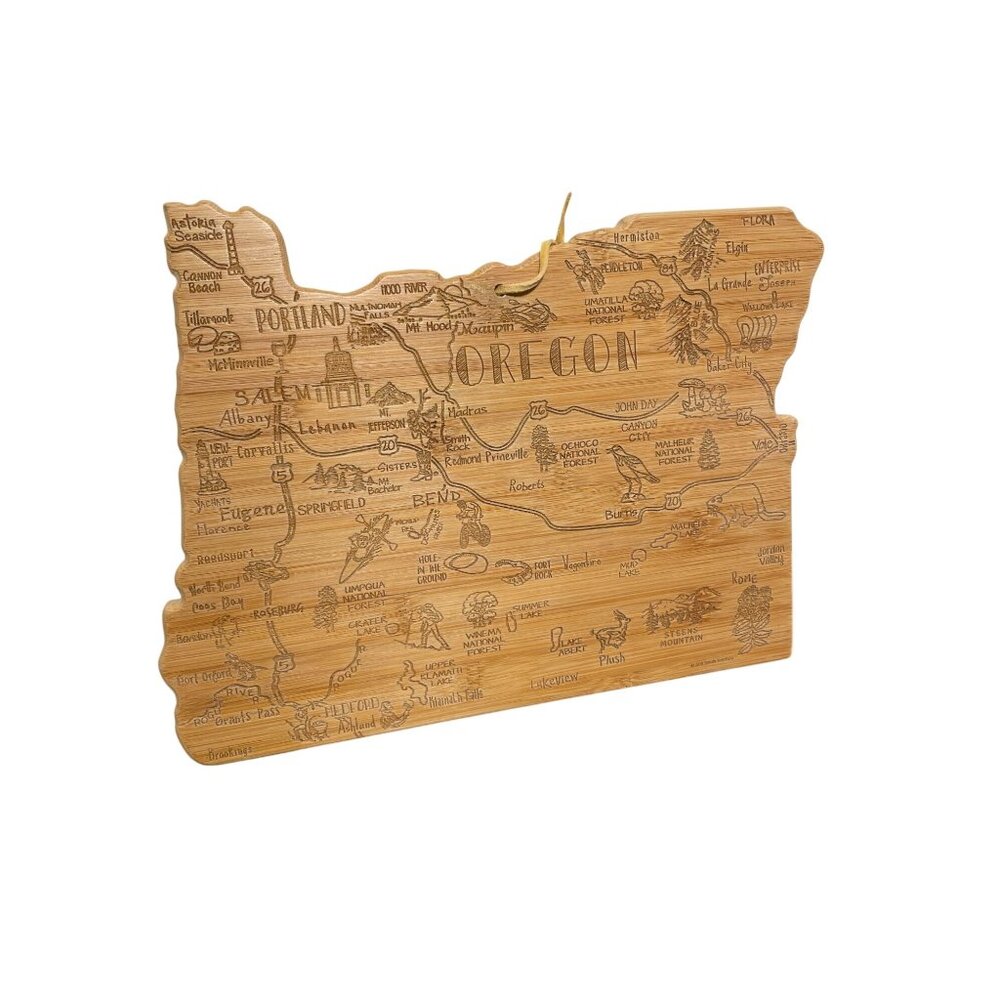 State of Oregon Bamboo Cutting Board By Totally Bamboo